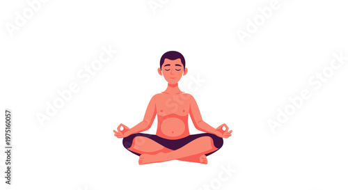 Man in meditation sitting cross-legged.