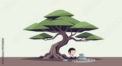 Man under a large tree.