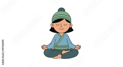 Woman in meditation pose sitting.