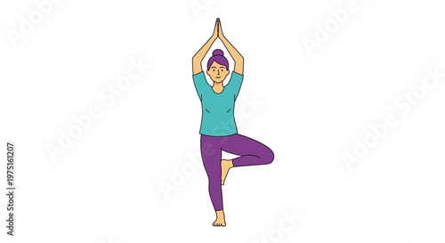 Woman in yoga tree pose.