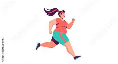 Woman Running in Athletic Wear.