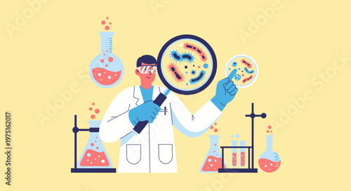 Scientist Examines Petri Dish Samples.