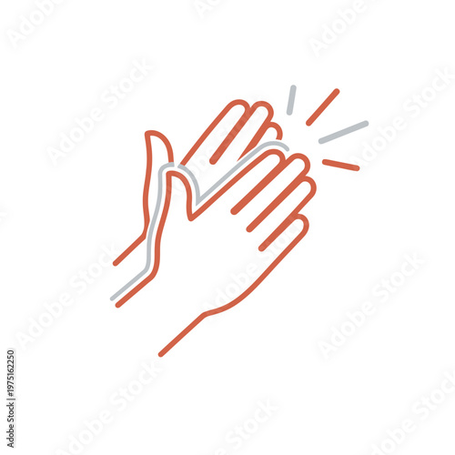 Applauding Hand Clapping Outline Icon for Joyful Approval. transparent.