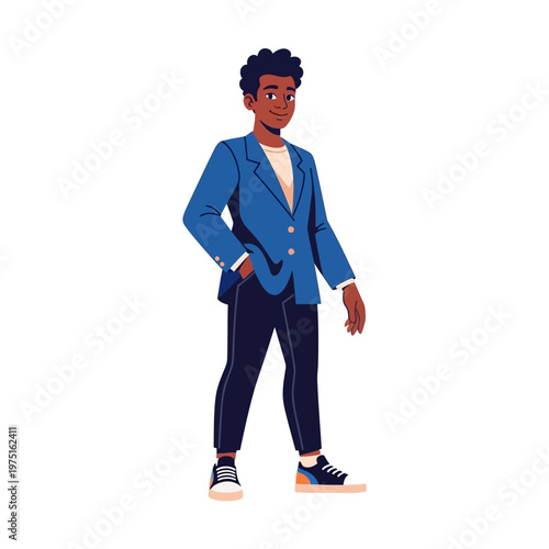 Young man in blue blazer.