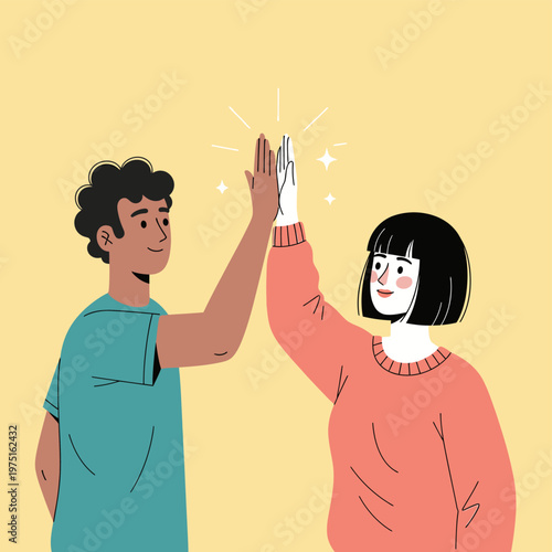 Two People High Five Together.