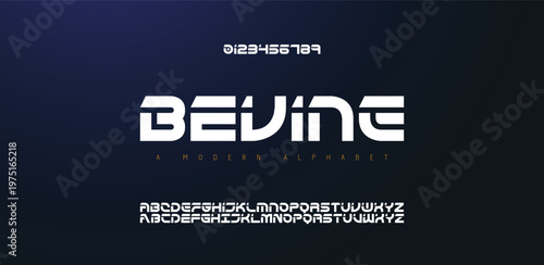 BEVINE Sport Modern Future Italic Alphabet Font. Typography urban style fonts for technology, digital, movie logo italic style. vector illustration