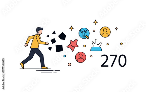 Positive transition after toxic relationship with a figure leaving dark shapes behind and moving toward light symbols expressing freedom, clarity, and new