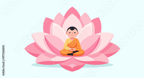 Buddha Sitting on Pink Lotus.