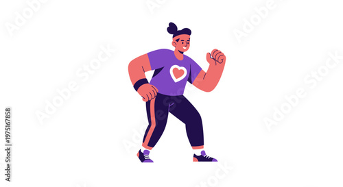 Cartoon woman exercising fitness.