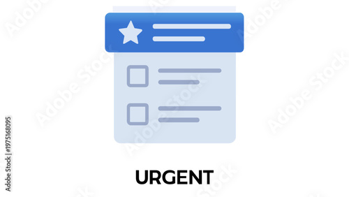 Vector illustration of a project plan icon featuring  blue header with a star ad a checklist for task mangement, organization, and roductivity, designed in amodern minimalist flat stye.