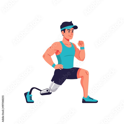 Man with prosthetic leg running.