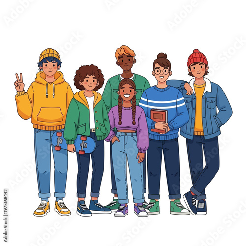 Diverse group of young friends.