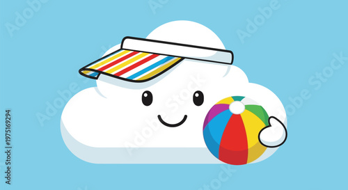 Smiling Cloud with Beach Ball.