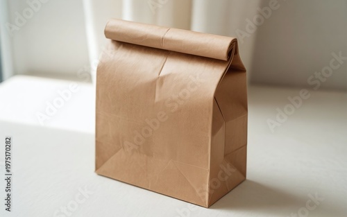 Eco friendly paper packaging bag mockup with clean minimalist style