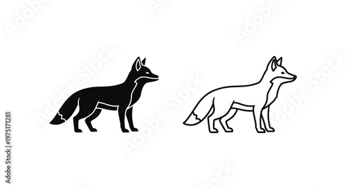 Black and White Fox Silhouette Vector Designs Vector