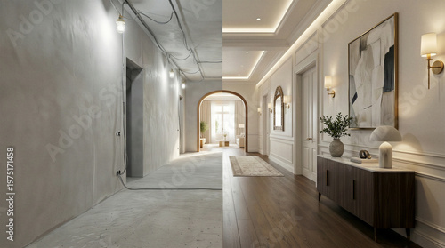 Hallway Renovation Before and After with Elegant Interior Design