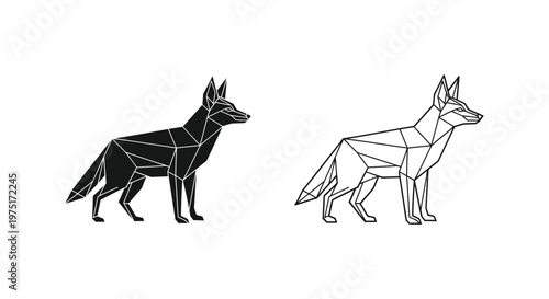 Geometric Canine Art: Polygon Fox Designs Vector