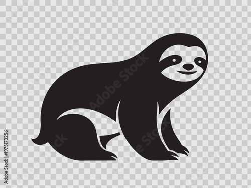 Sloth icon vector sign, symbol isolated on transparent background, simple black silhouette.