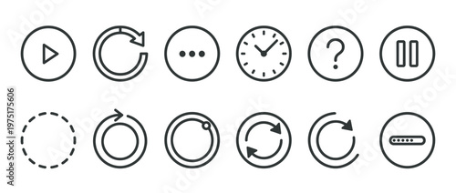 Essential outline icons for user interface design, perfect for web, app, and digital media projects requiring clear visual communication.