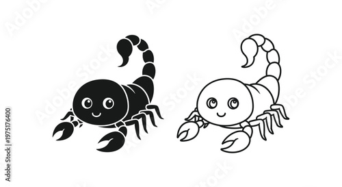 Cartoon Cute Scorpions Design Set Vector