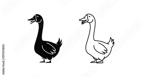 Black and White Ducks Silhouette Vector Art Vector