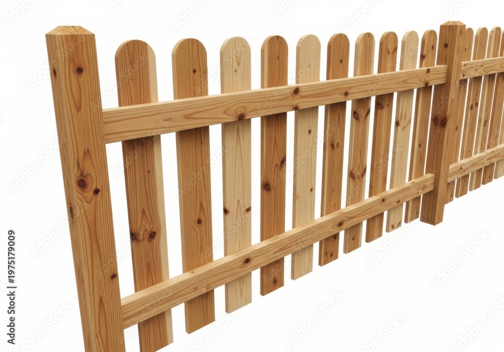 Obraz premium Wooden picket fence isolated on white background