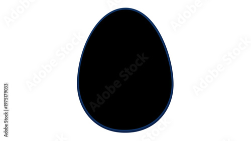 Minimalist business model vector icon illustration of a black egg with a blue outline, symbolizing startup incubation, growth potential, and new beginnings for corporate development projects.
