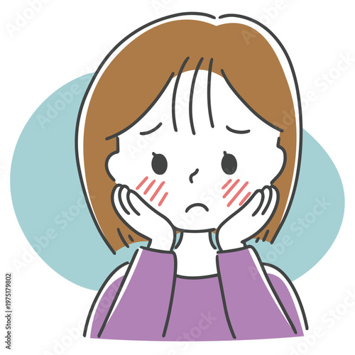 赤ら顔・ほてり・肌荒れに悩む女性のイラスト