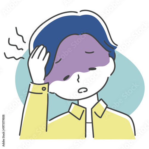 頭痛に悩まされる男性のイラスト