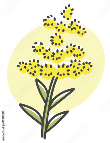 ブタクサ　シンプルな植物のイラスト