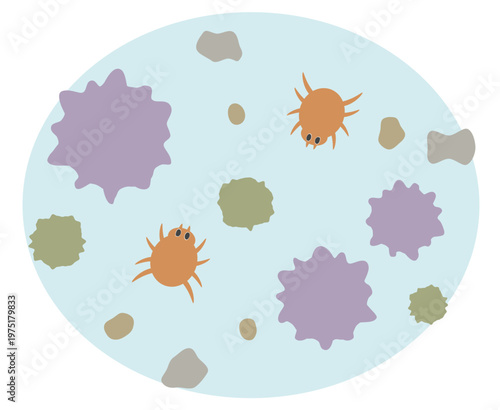 ハウスダスト、ウイルス、埃のイラスト