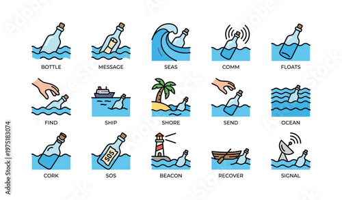 Message in a bottle journey across oceans with sos and beacons
