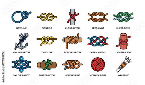 Illustrated guide to 16 essential knot types for sailing and climbing