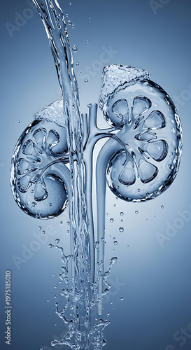 Human Kidneys Made of Water Splash – Renal Health and Hydration Concept