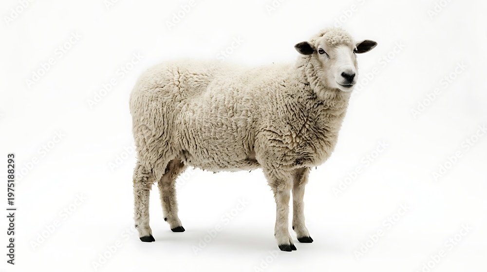 Fototapeta premium Isolated sheep on white background for design and advertising