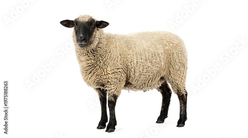 Isolated sheep on white background for commercial and design projects