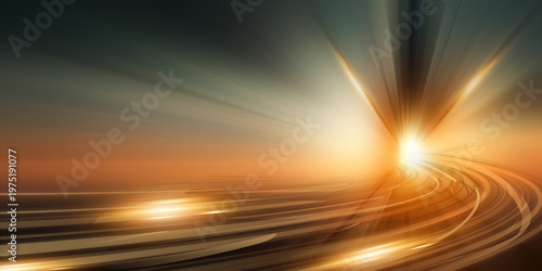 Dynamic light trails in digital space create a futuristic atmosphere where glowing paths represent data flow, artificial intelligence, and technological advancement, symbolizing innovation, space 