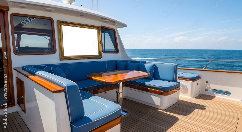 Fototapeta premium Luxurious Yacht Seating Area with Ocean View