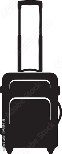 A black suitcase with a handle extended upwards Vector, illustration