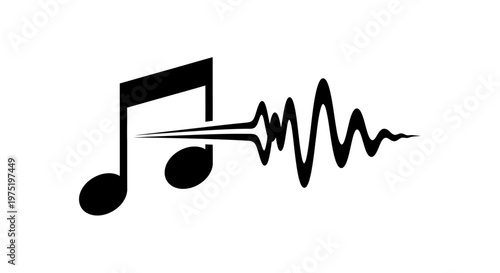 Music note transforming into sound wave icon.