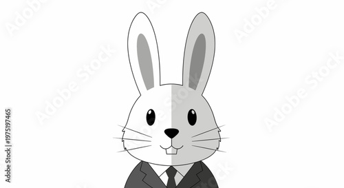 Cartoon Rabbit Wearing a Suit and Tie.
