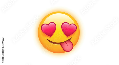 Love Emoji with Heart Eyes, Tongue Out, Glowing - Expressing Affection and Excitement