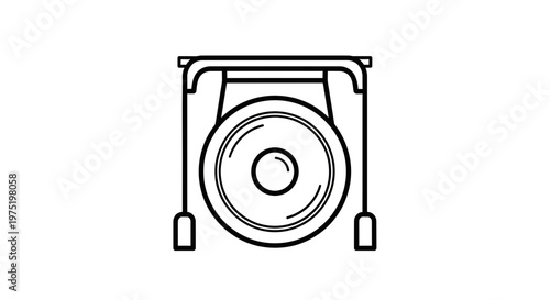 Simple Line Art Icon of a Gong on a Stand