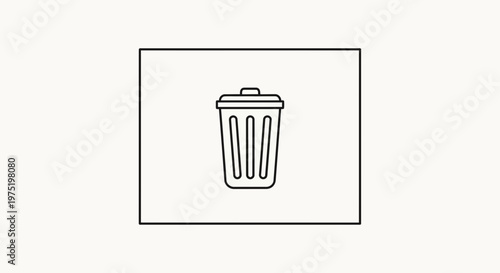 Simple Line Art Icon of a Trash Can on a White Background