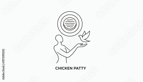 Person Releasing Dove Over Chicken Patty, Symbolizing Peace and Food