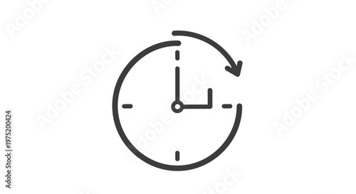 Clock with Circular Arrow: Time Management Icon.