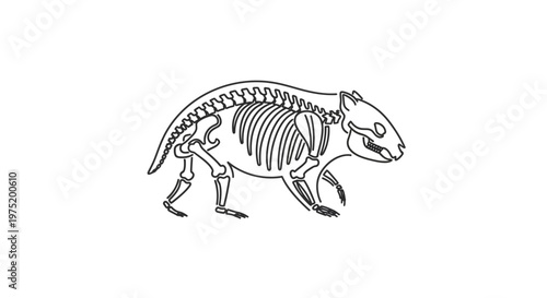 Mammal Skeleton Outline, Anatomical Illustration, Prehistoric Animal Bone Structure
