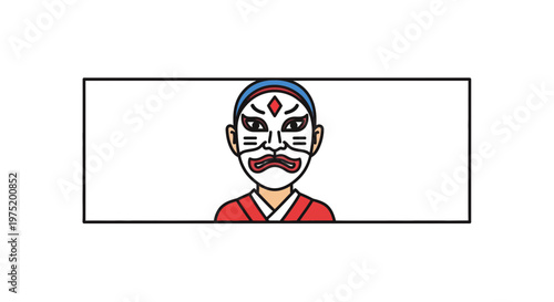Korean Traditional Mask Dance Character Icon, Hahoe Mask Illustration