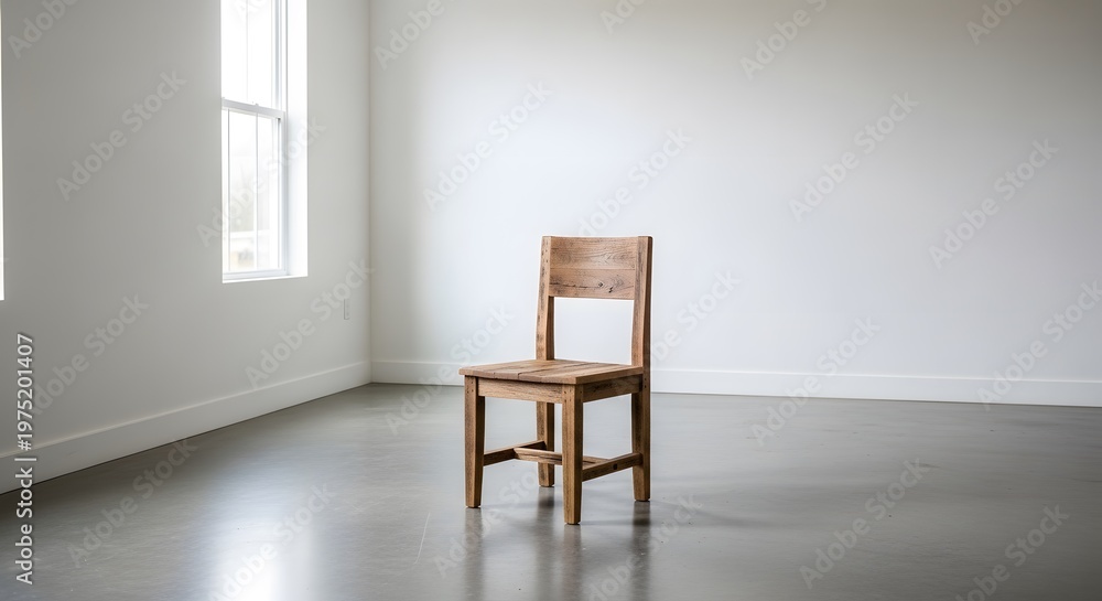 Fototapeta premium Rustic Wooden Chair in Empty Room