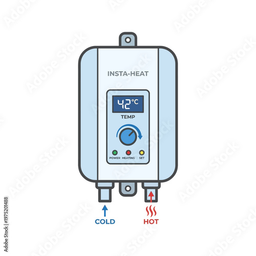 Compact instant water heater icon in clean minimal flat vector style